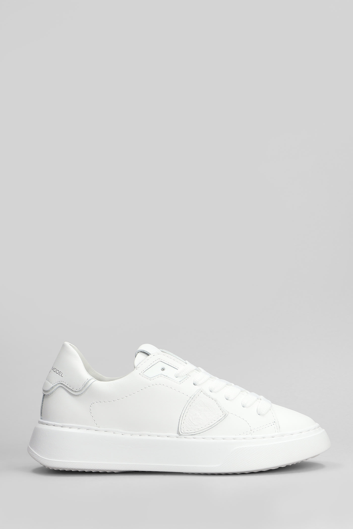 Philippe Model Temple Low Sneakers In White Leather
