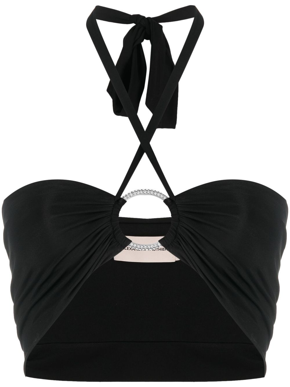 Alexandre Vauthier 缀饰圈环挂脖短款上衣 - 黑色