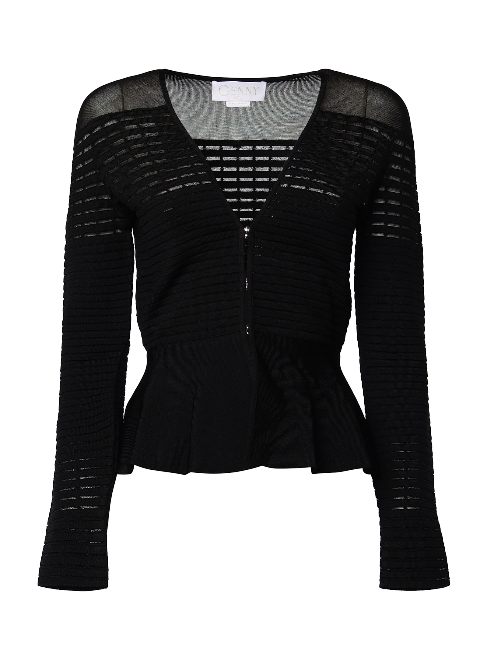 Genny V-neck Sweater With Godet Flounce