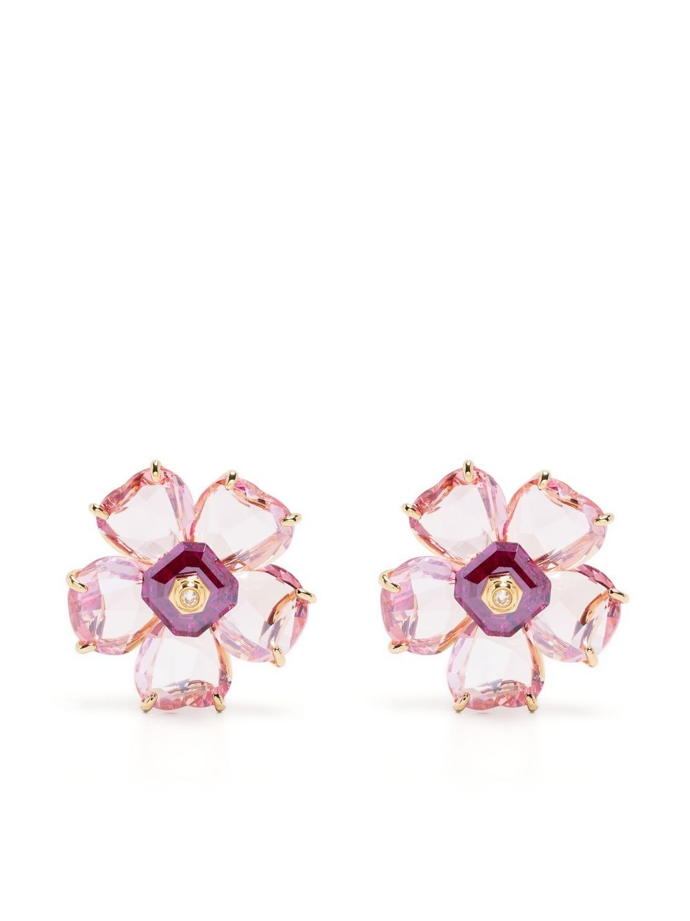 Swarovski Idyllia 花卉耳环 - 金色