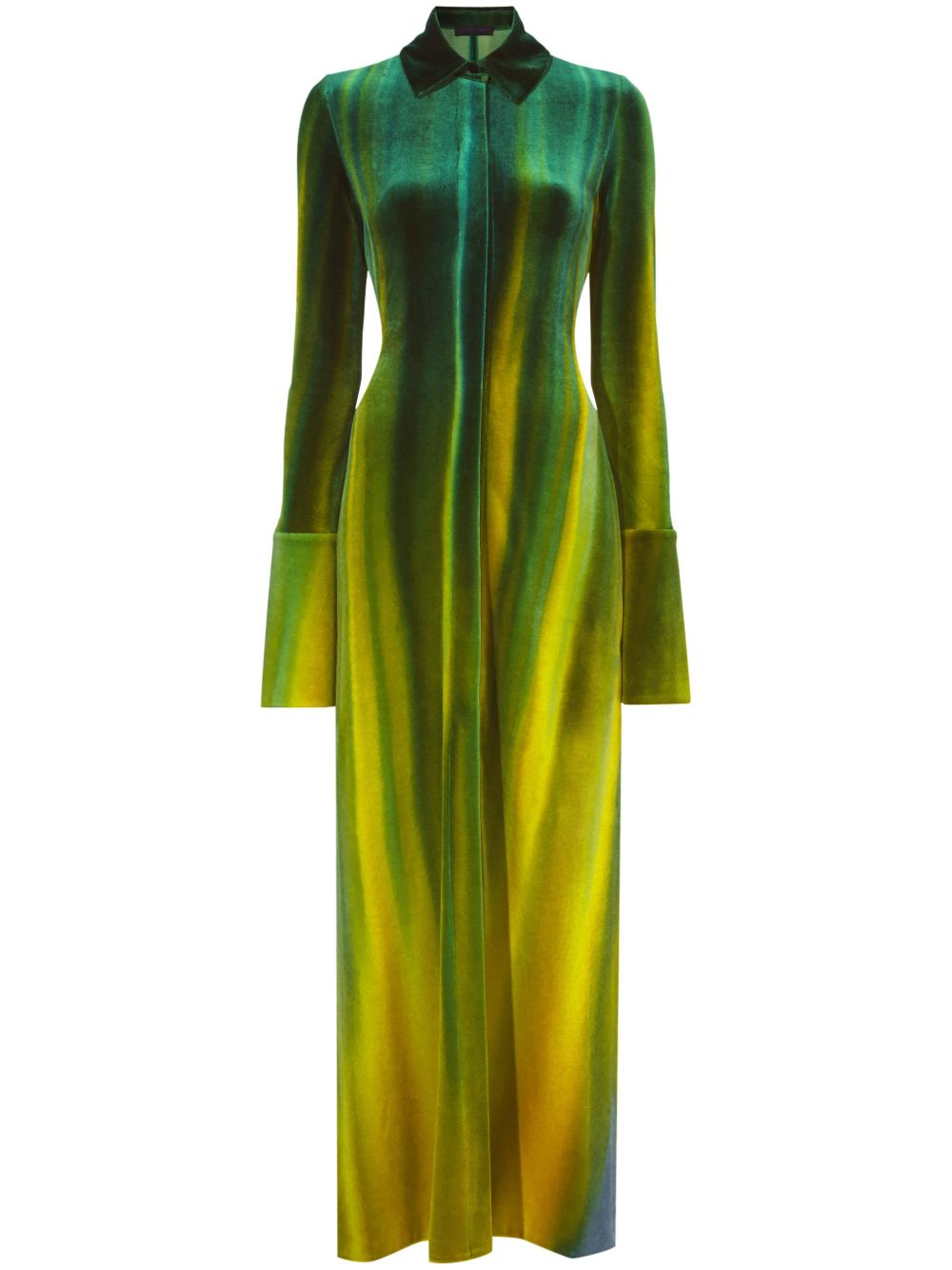Proenza Schouler Ice Dyed 丝绒衬衫裙 - 绿色