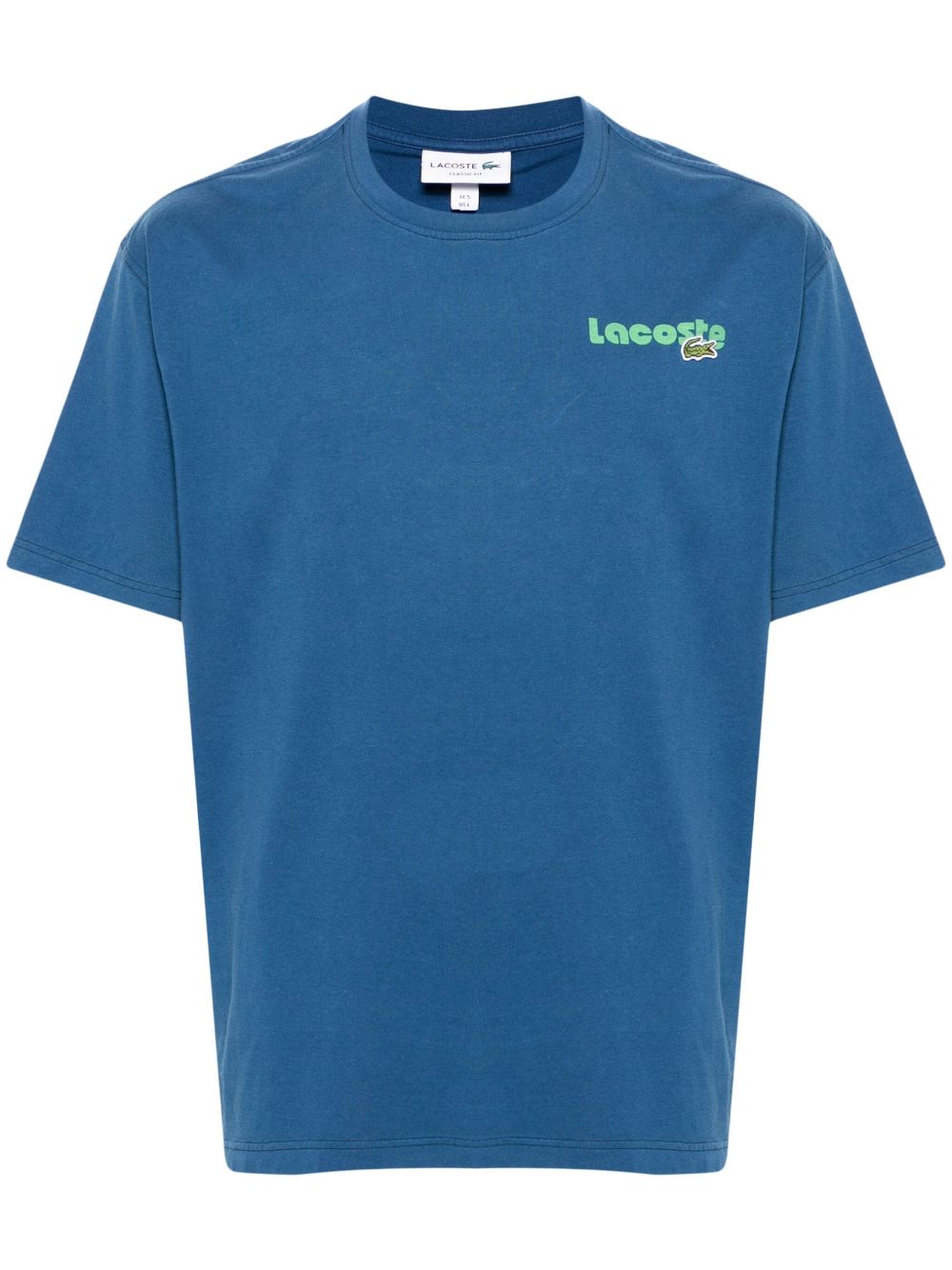 Lacoste logo印花棉T恤 - 蓝色