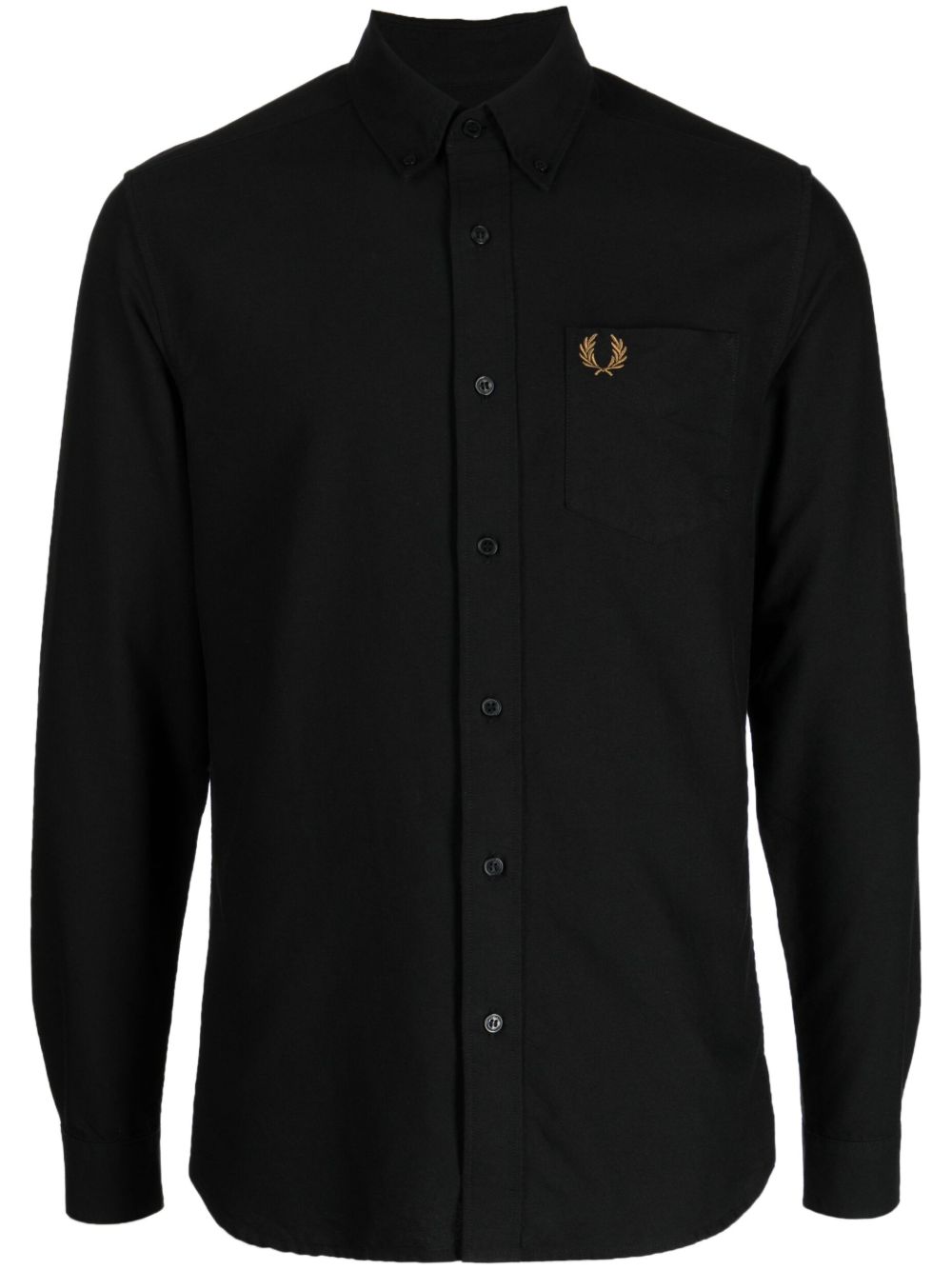 Fred Perry Oxford logo刺绣棉衬衫 - 黑色