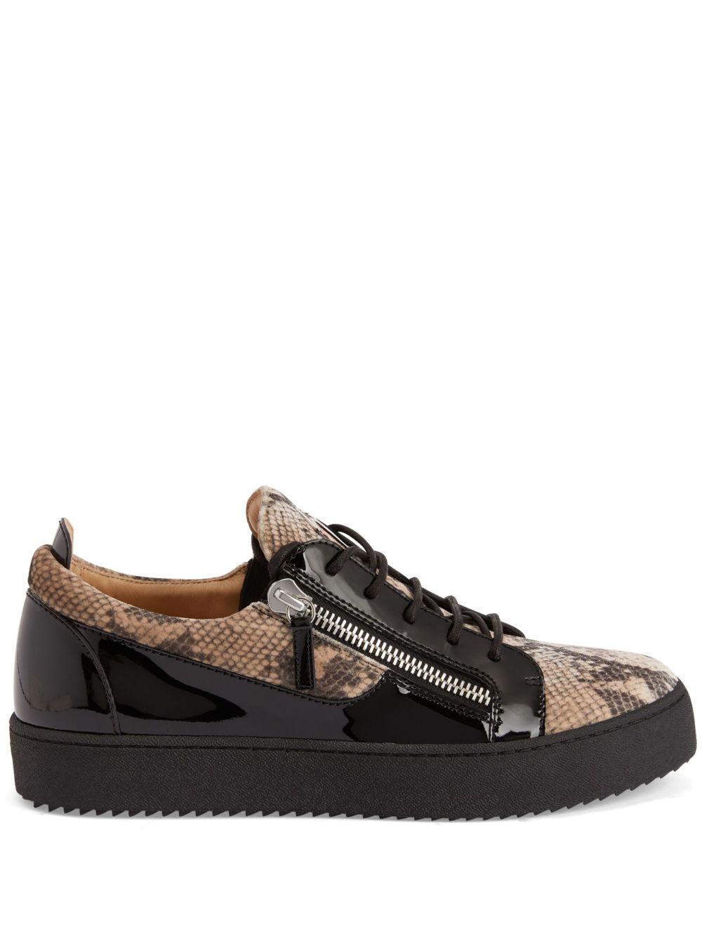 Giuseppe Zanotti Frankie 仿蛇纹皮质运动鞋 - 黑色