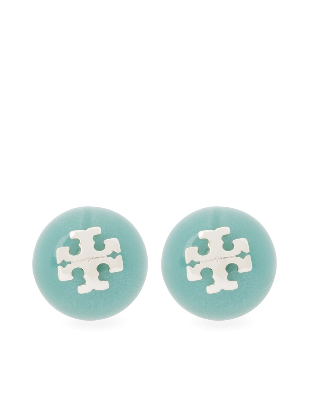 Tory Burch logo树脂耳钉 - 蓝色