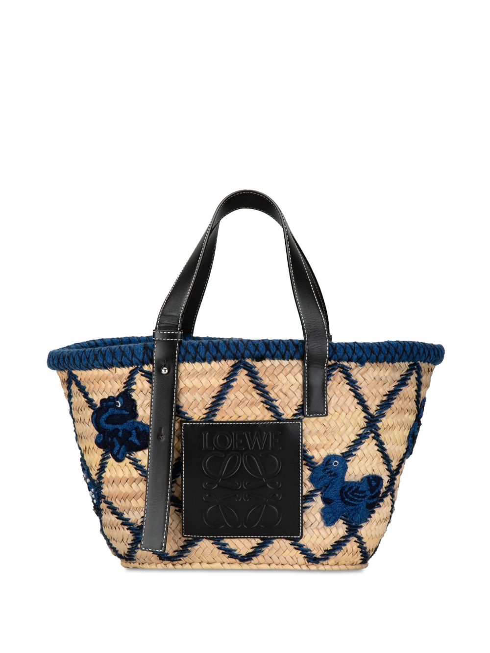Loewe Pre-Owned William de Morgan Medium Embroidered Palm Leaf Basket 手提包（2019年典藏款） - 褐色