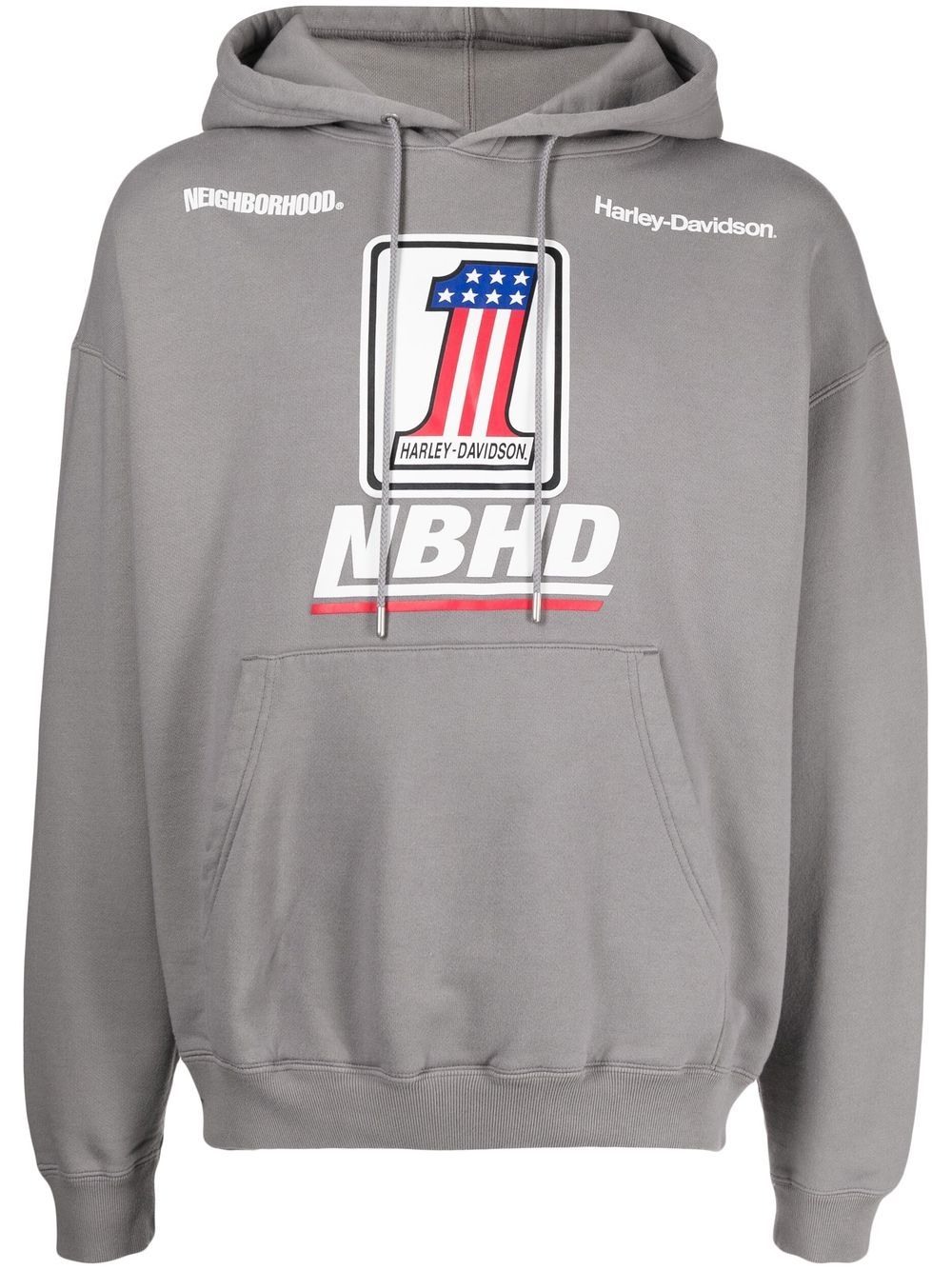 Neighborhood x Harley Davidson logo印花连帽衫 - 灰色