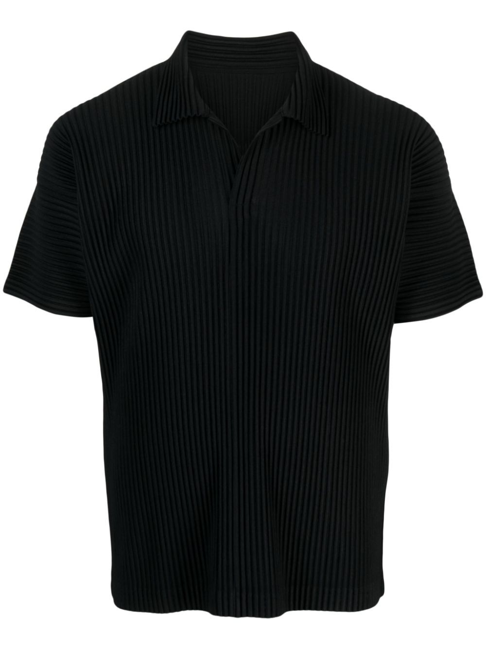 Homme Plissé Issey Miyake 短袖百褶polo衫 - 黑色
