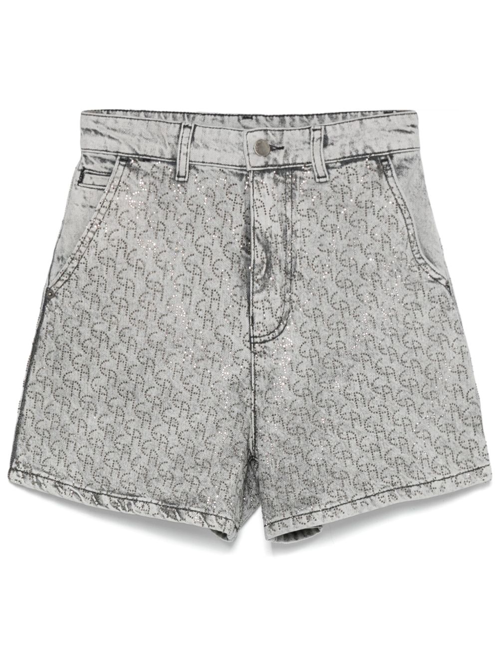 Emporio Armani 经典logo图案牛仔短裤 - 灰色