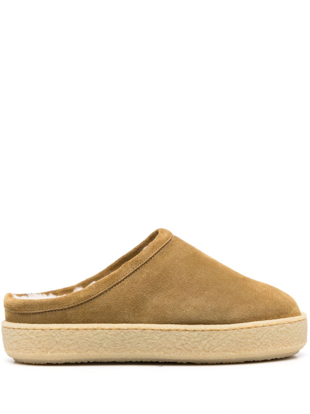 ISABEL MARANT 皮毛一体绒面皮穆勒鞋 - 褐色