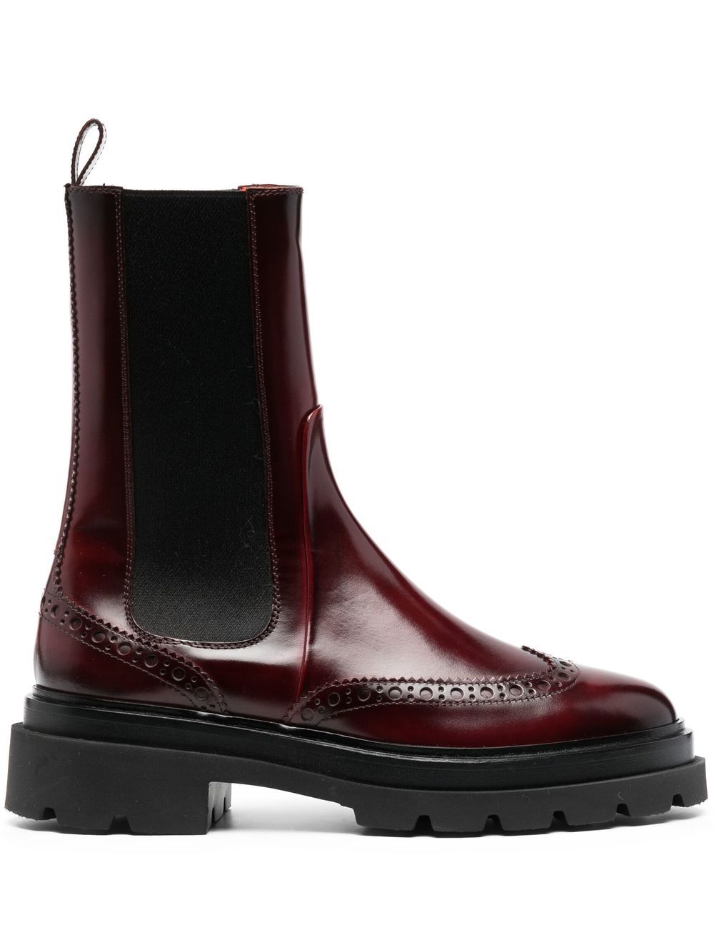 Santoni 牛津拼接短靴 - 红色