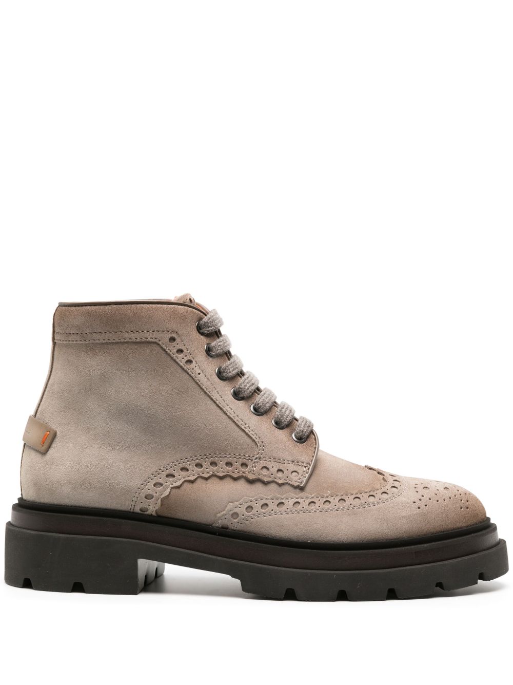 Santoni 绒面皮布洛克短靴 - 中性色