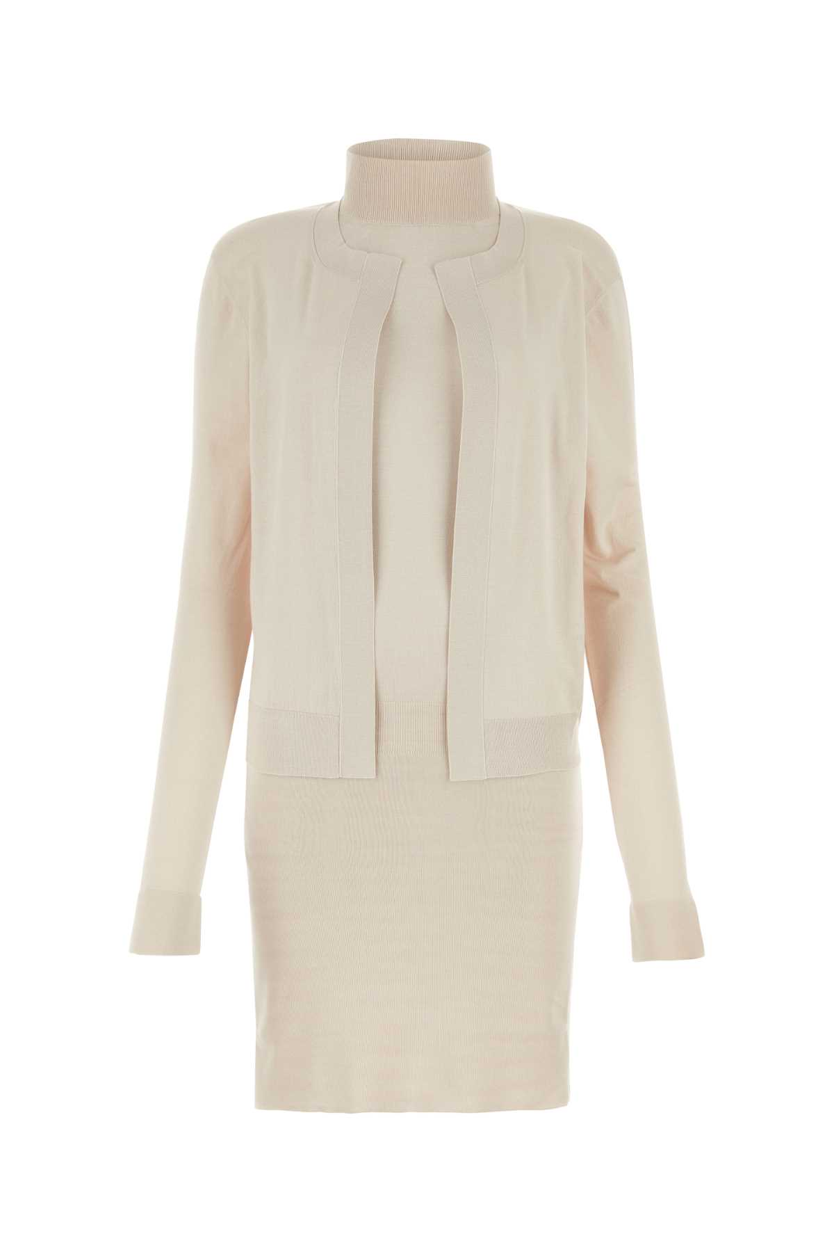 Fendi Light Pink Stretch Silk Blend Mini Dress