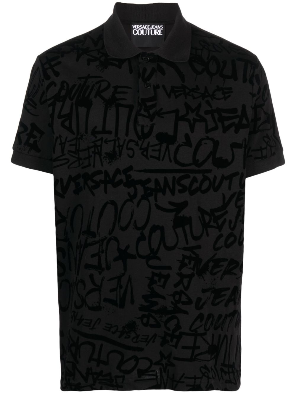 Versace Jeans Couture 涂鸦印花polo衫 - 黑色