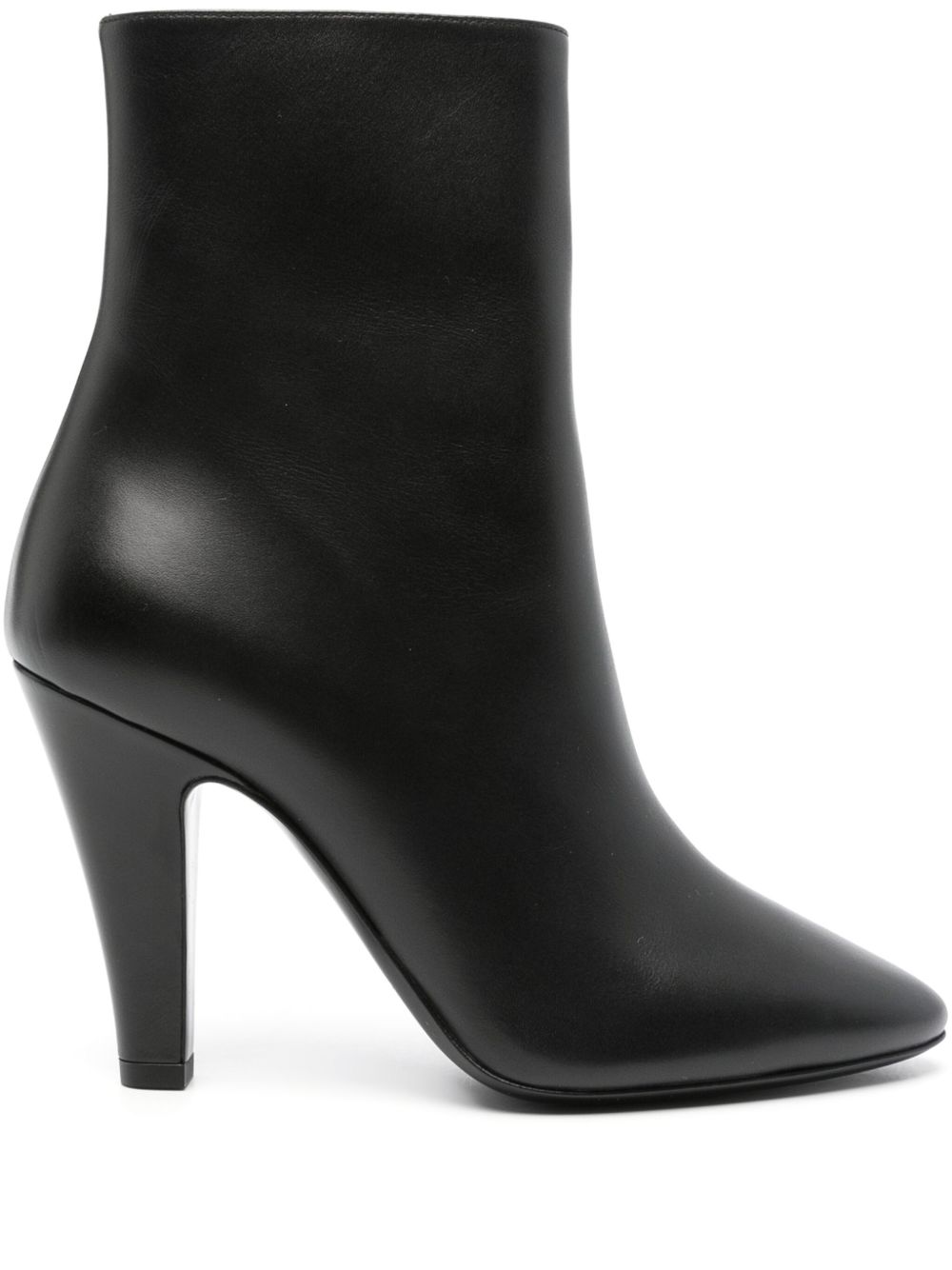 Saint Laurent 皮质高跟短靴 - 黑色