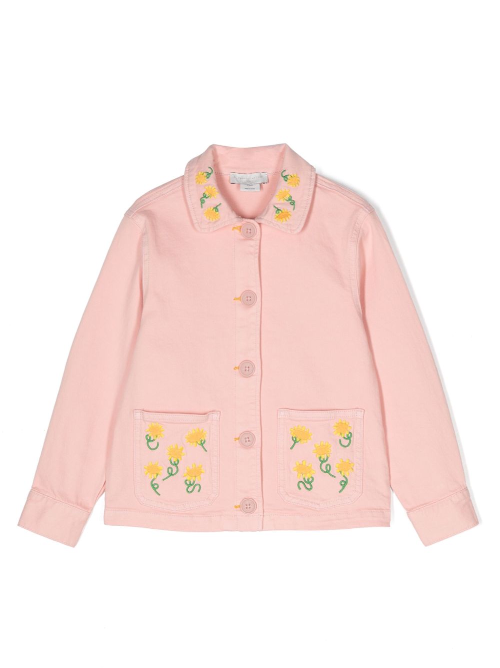 Stella McCartney Kids 花卉刺绣牛仔夹克 - 粉色