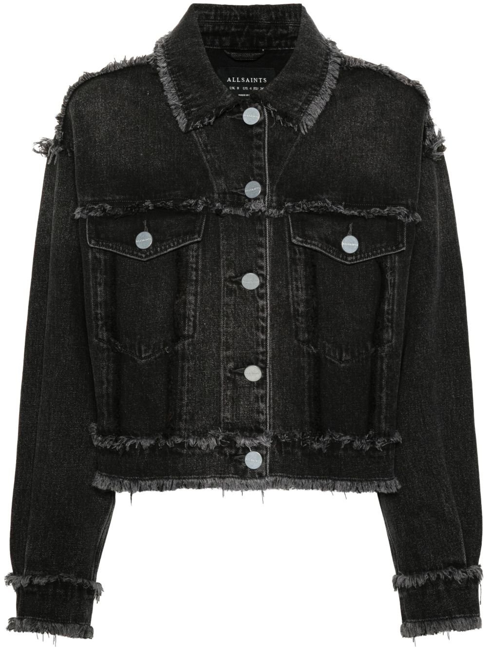 AllSaints Claude 磨损边牛仔夹克 - 黑色