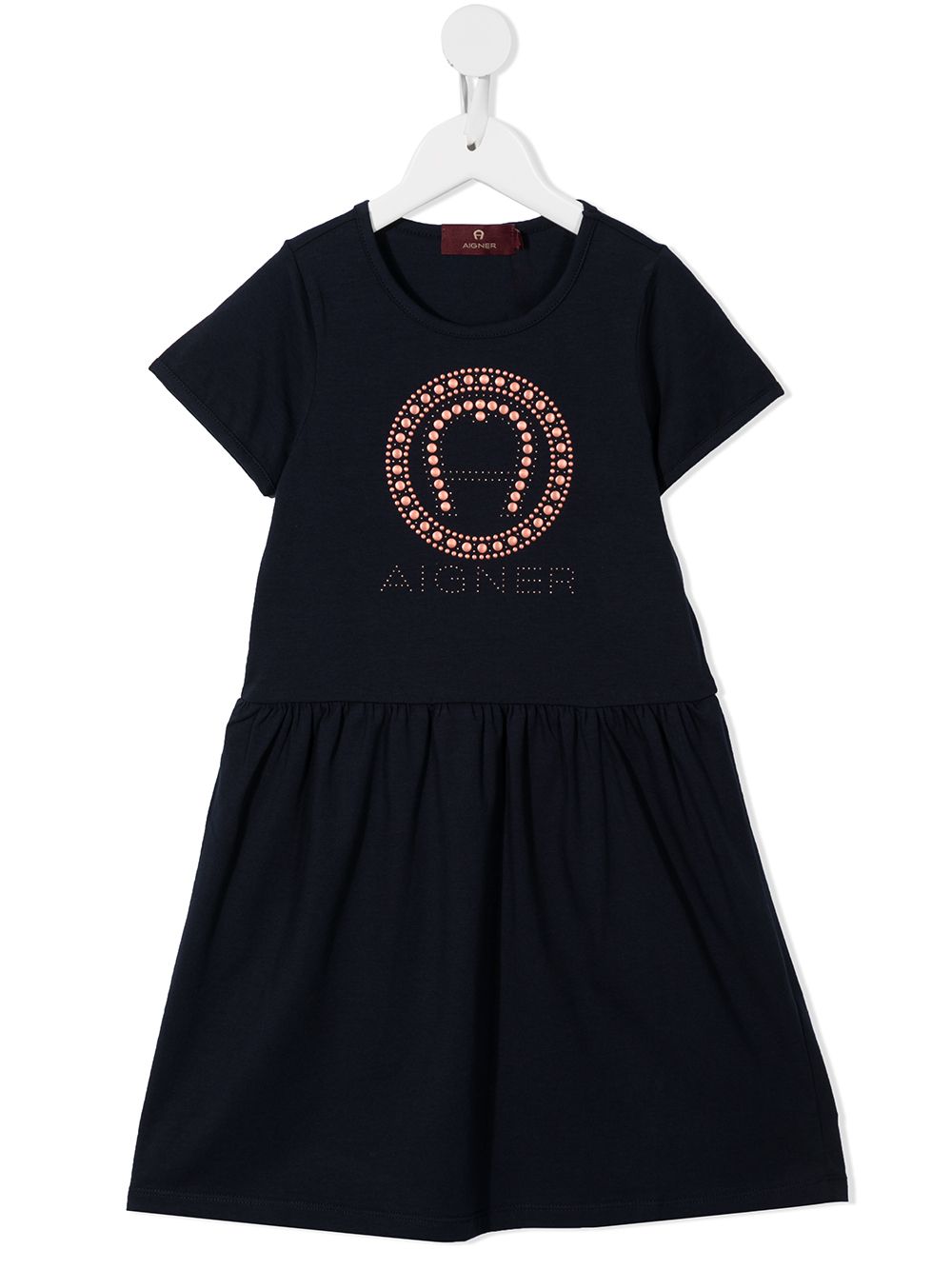 Aigner Kids logo印花连衣裙 - 蓝色