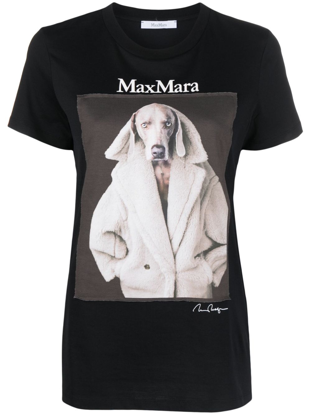 Max Mara logo印花棉平纹针织T恤 - 黑色