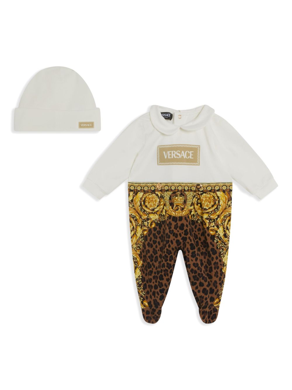 Versace Kids logo印花睡衣套装 - 白色