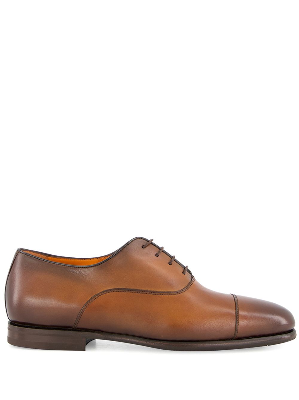 Santoni 抛光皮质牛津鞋 - 褐色