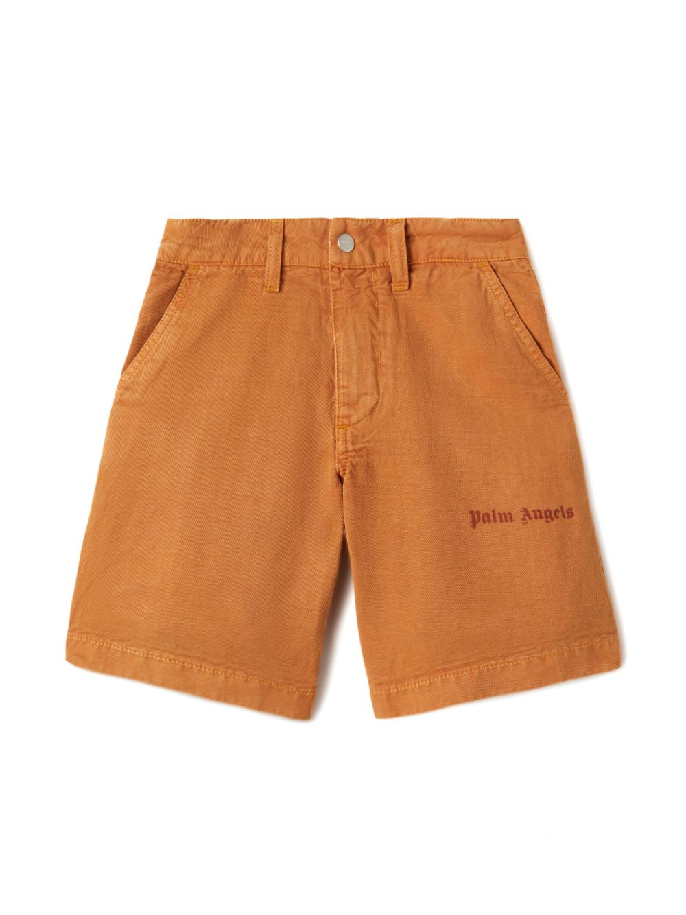 Palm Angels Kids logo印花直筒短裤 - 橘色