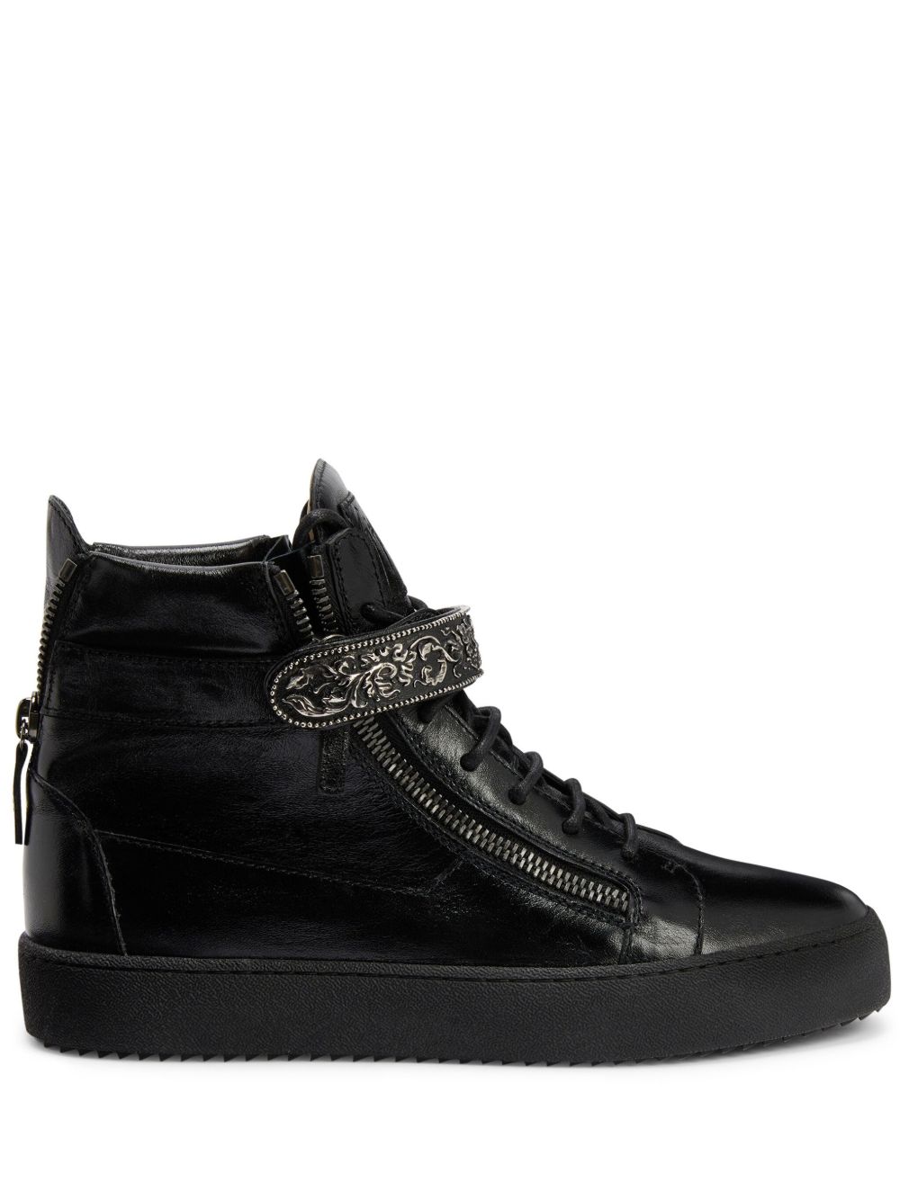 Giuseppe Zanotti Coby 皮质运动鞋 - 黑色