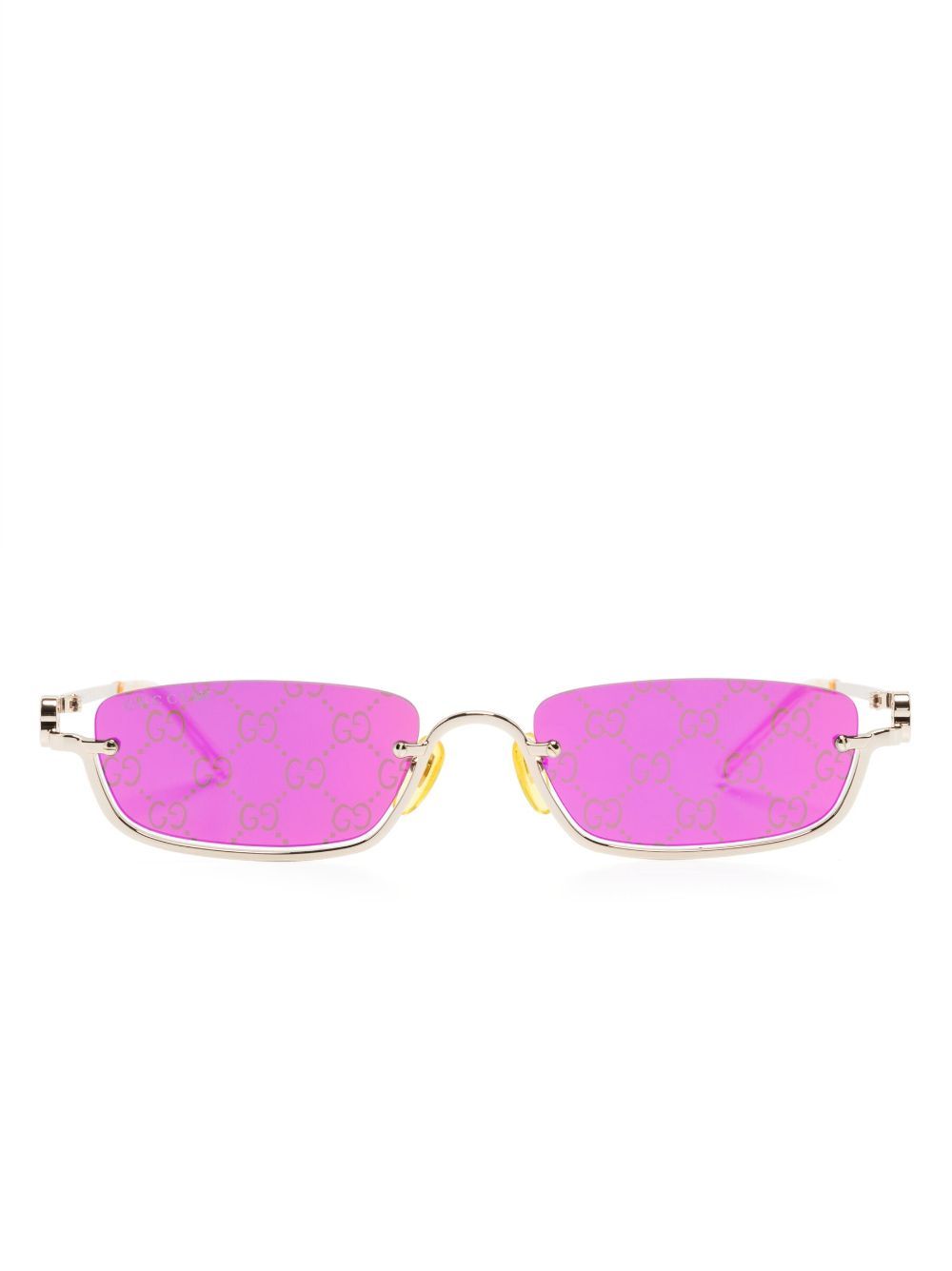 Gucci Eyewear 长方形细框太阳眼镜 - 金色