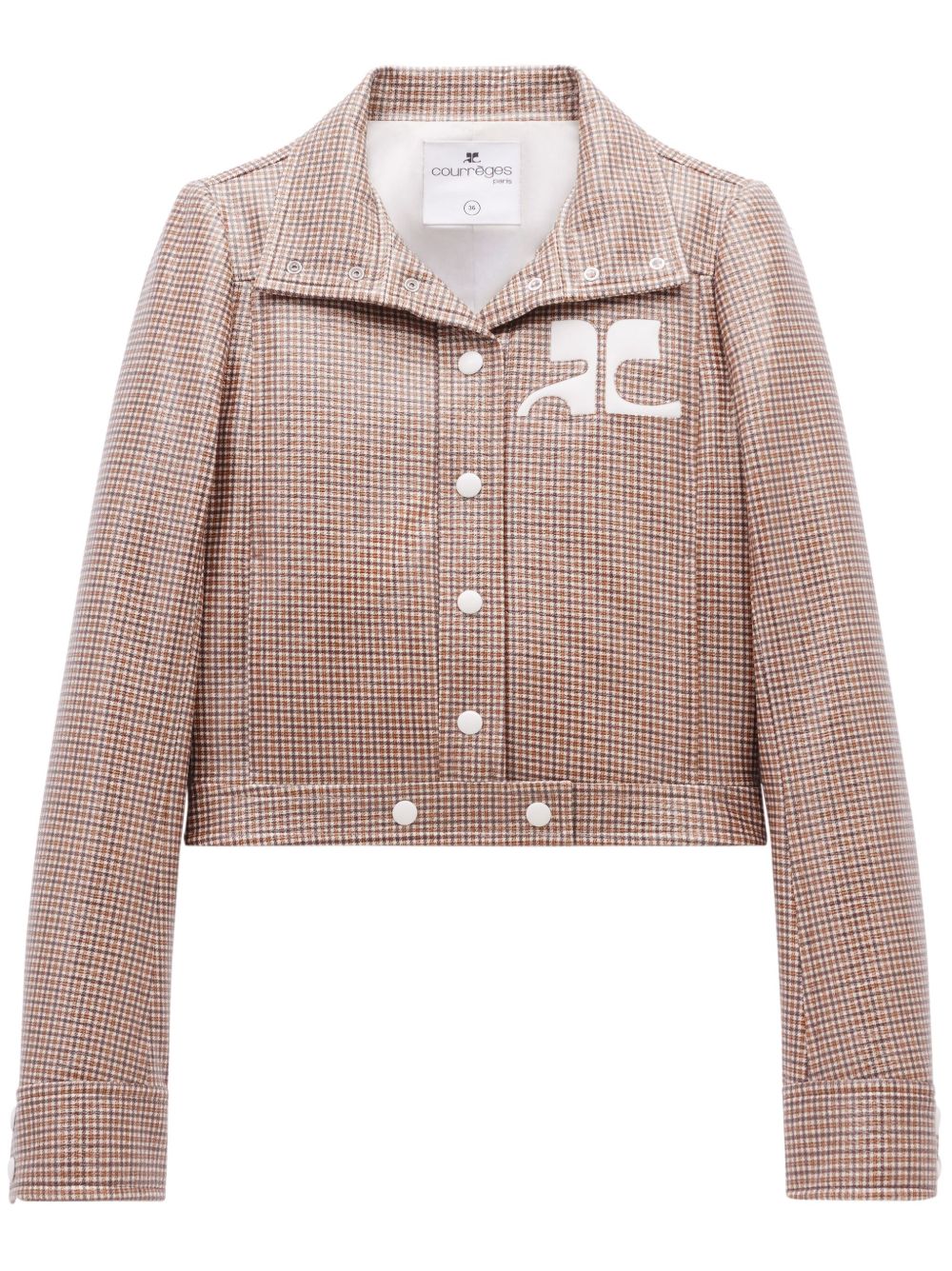 Courrèges Reedition 格纹漆光效果夹克 - 褐色