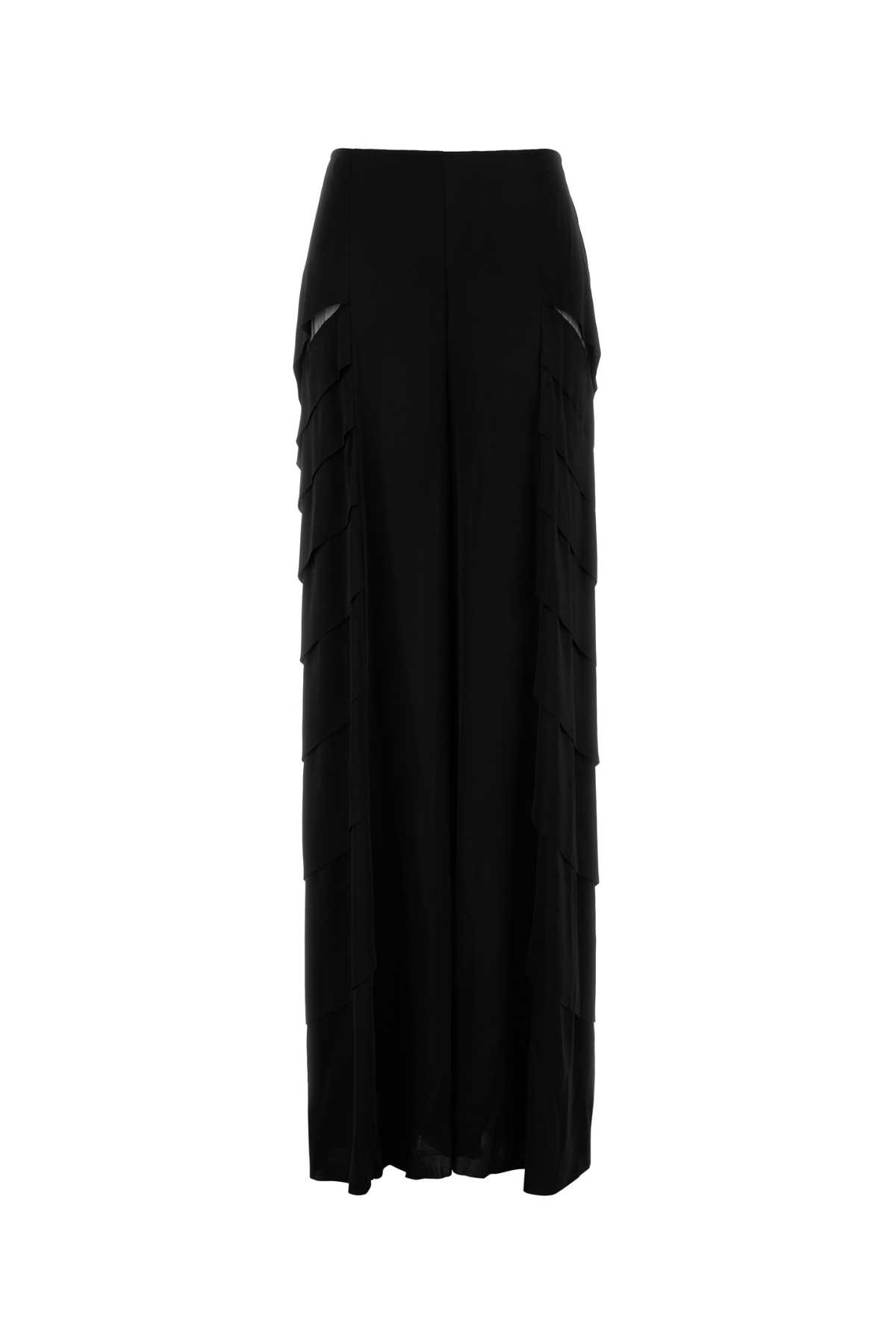 Alberta Ferretti Black Satin Wide-leg Pant