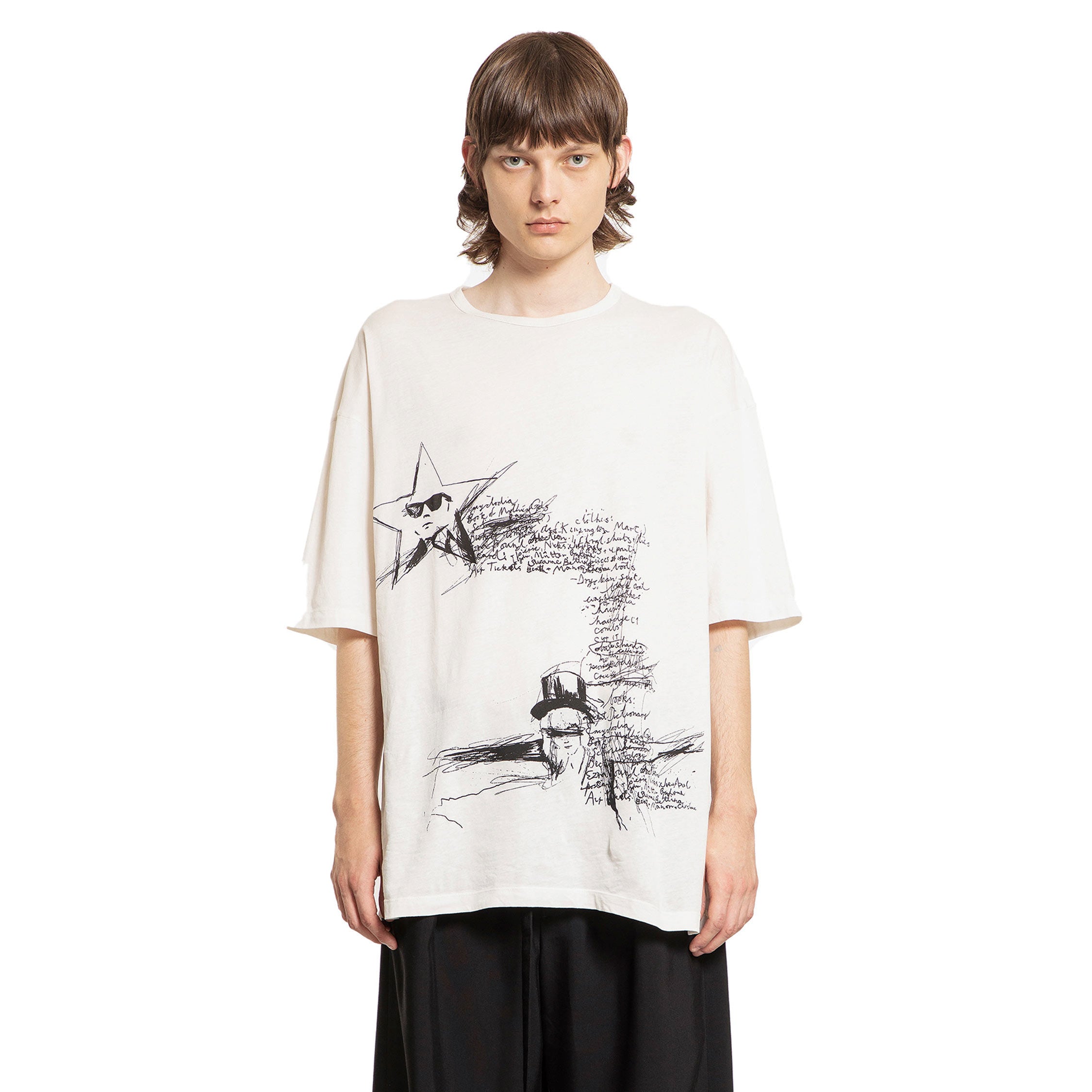 ANN DEMEULEMEESTER MAN OFF-WHITE T-SHIRTS & TANK TOPS