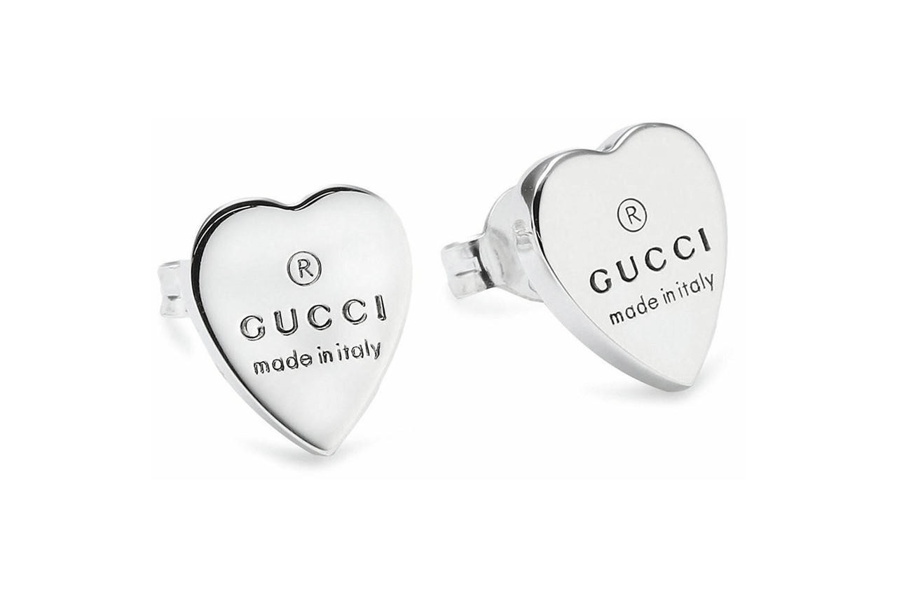 GUCCI Trademark Silver Heart Earrings YBD22399000100U