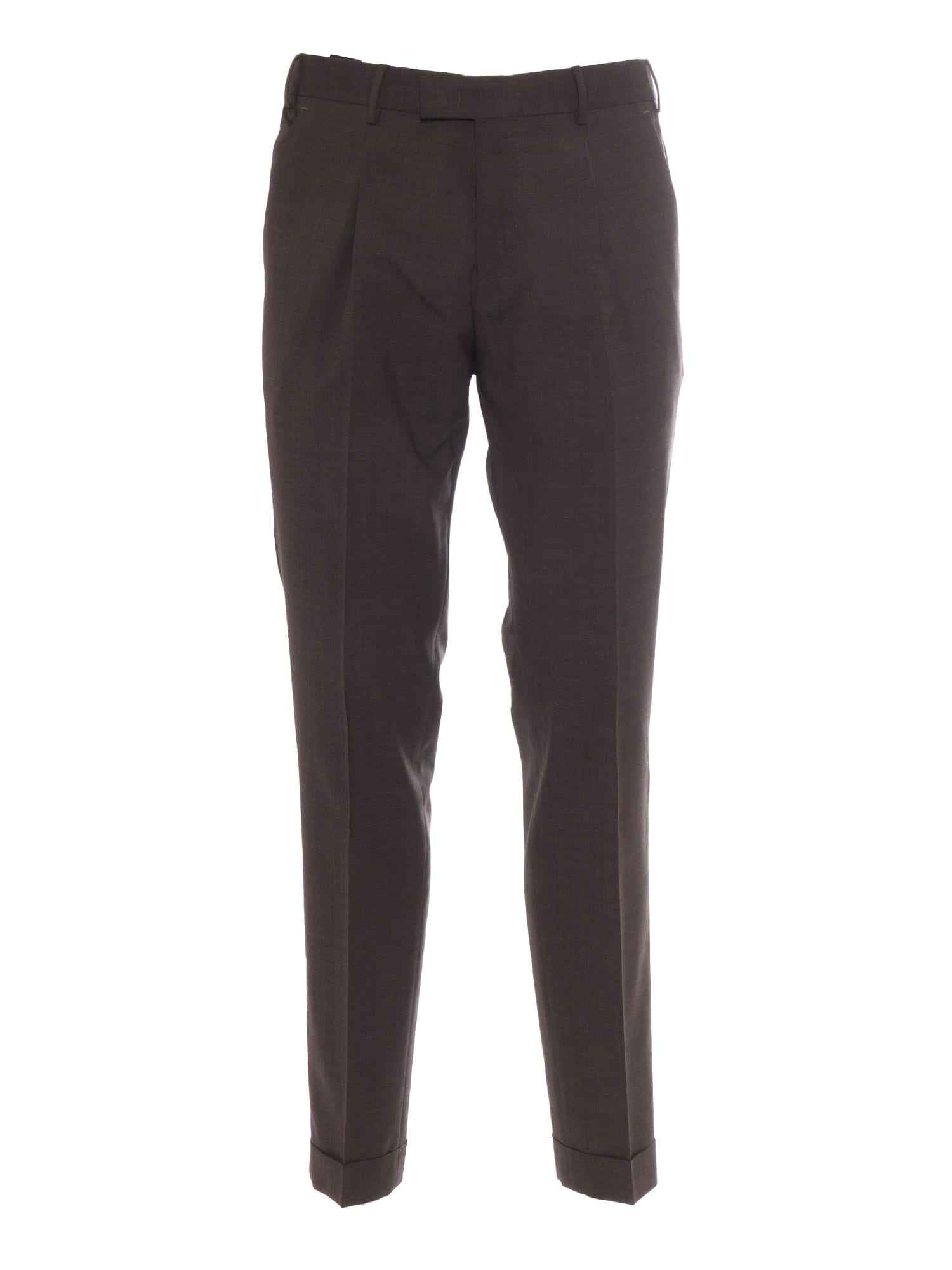 PT Torino Trousers - Master, 1 Pleat, Diagonal Pockets, Flap Back Pockets, Turn-up