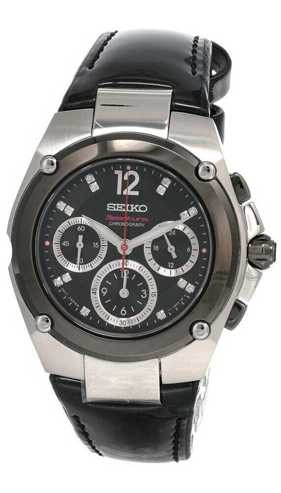 Seiko Sportura Black Dial LTHR Strap Men's Watch SRW899