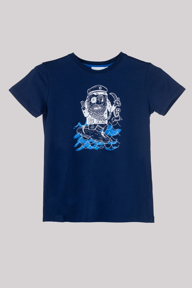 高迪KIDS T恤con Stampa Marinaio Blu