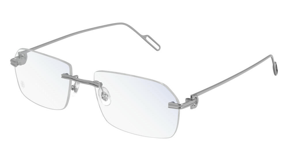 CARTIER Rectangular Rimless Silver Metal 58-19-145MM Unisex Eyewear CT0162O 005