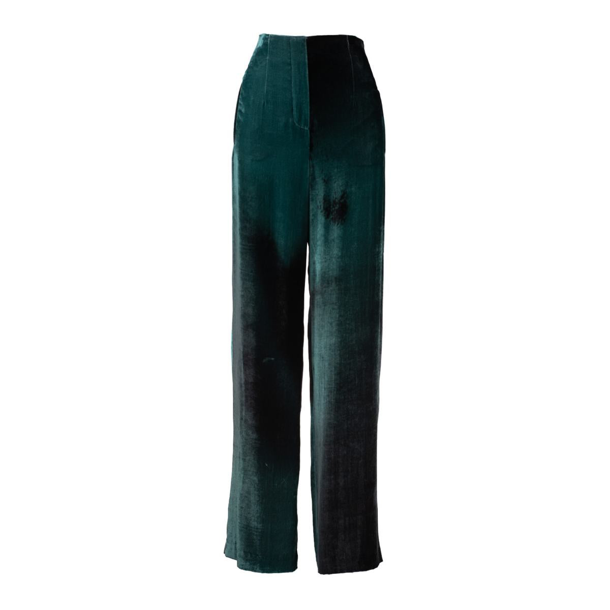 Alberta Ferretti 绿色印花天鹅绒长裤