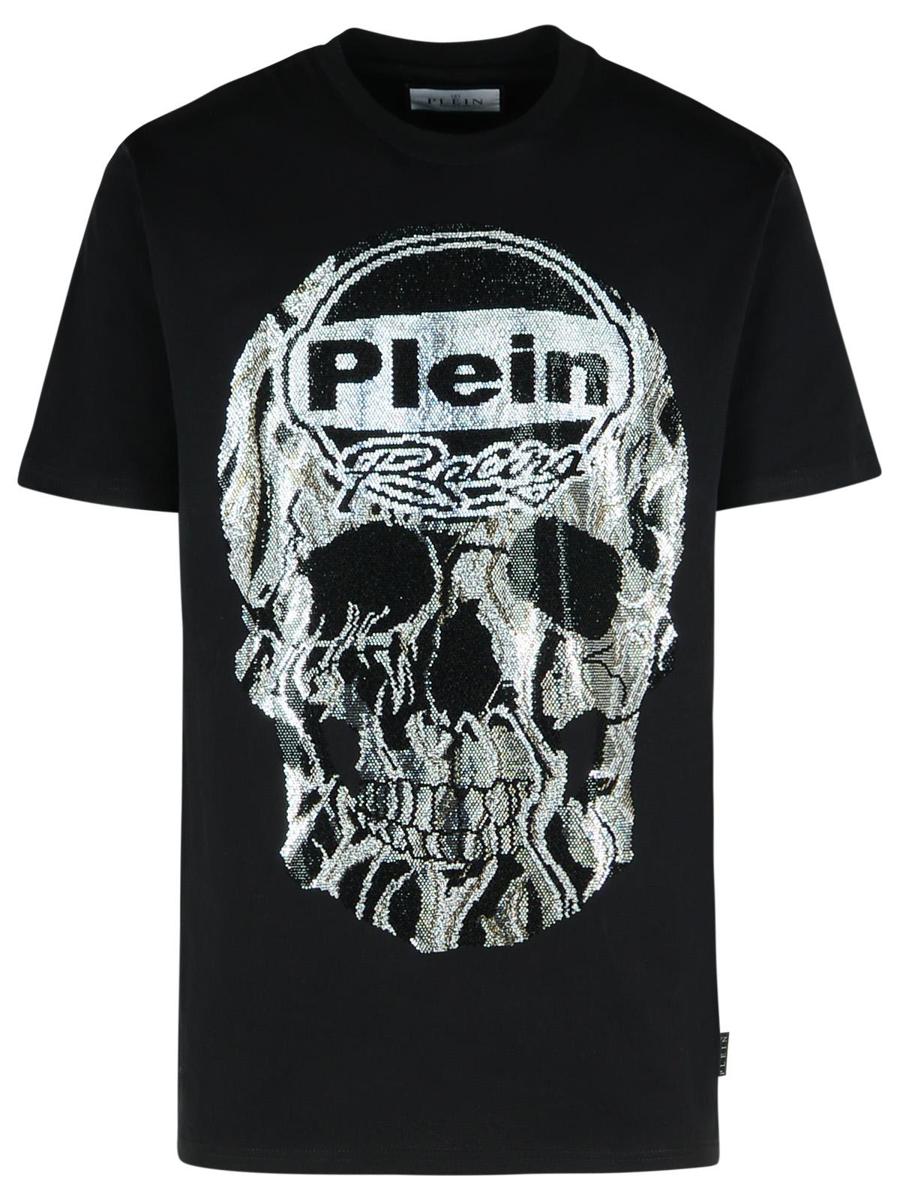 Philipp Plein 'Skull Strass' Black Cotton T-Shirt