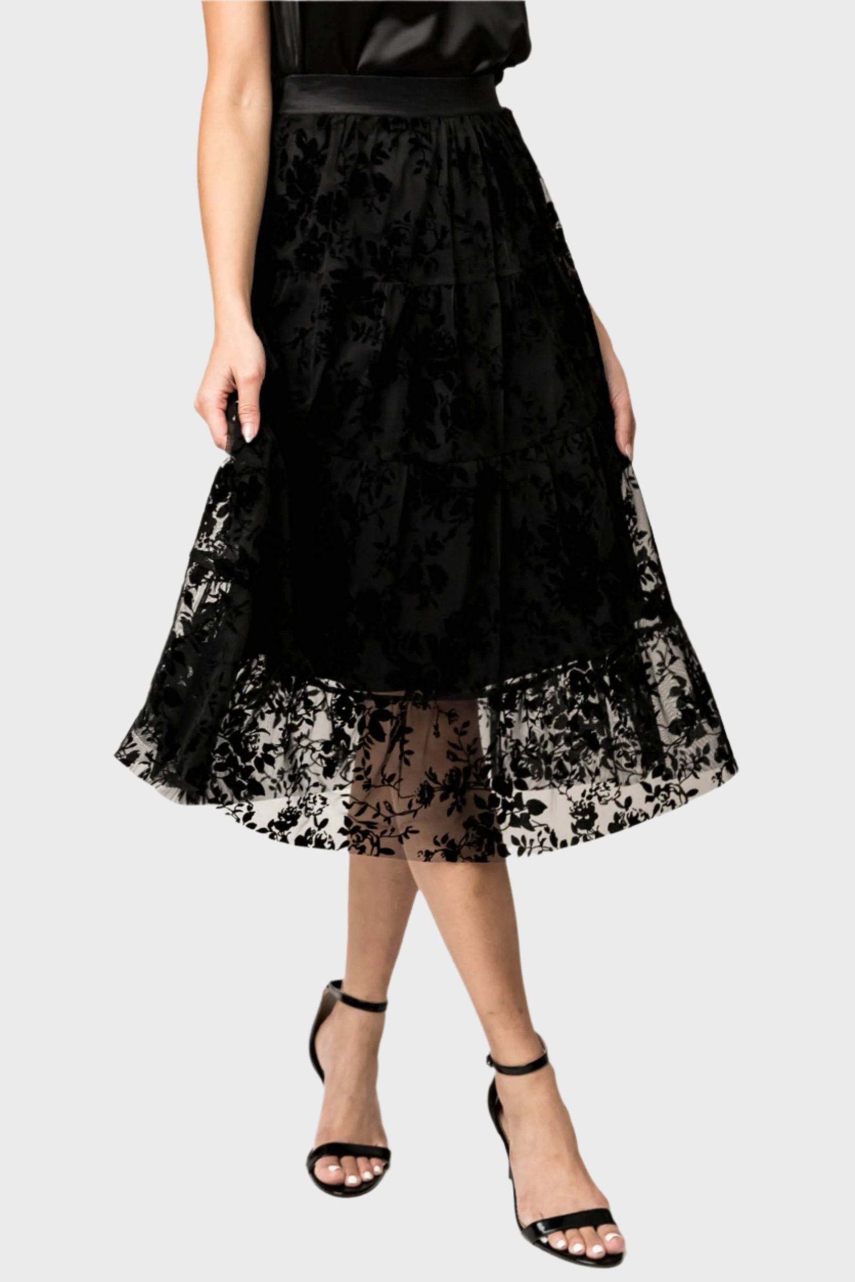 Flocked Party Skirt - Black L