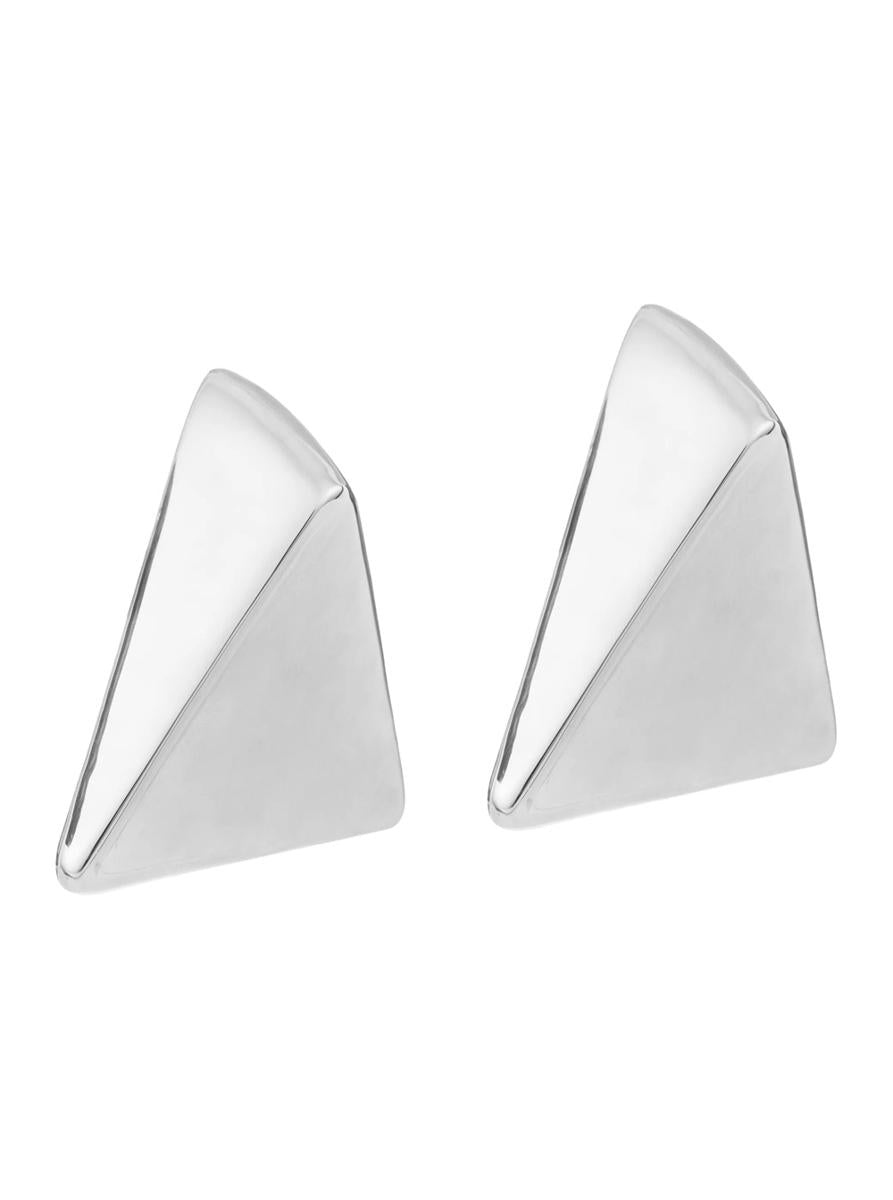 'Virtual' Metallic Earings With Butterfly Clasp Closure And Triangular Shape In Silver Plated Bronze Woman