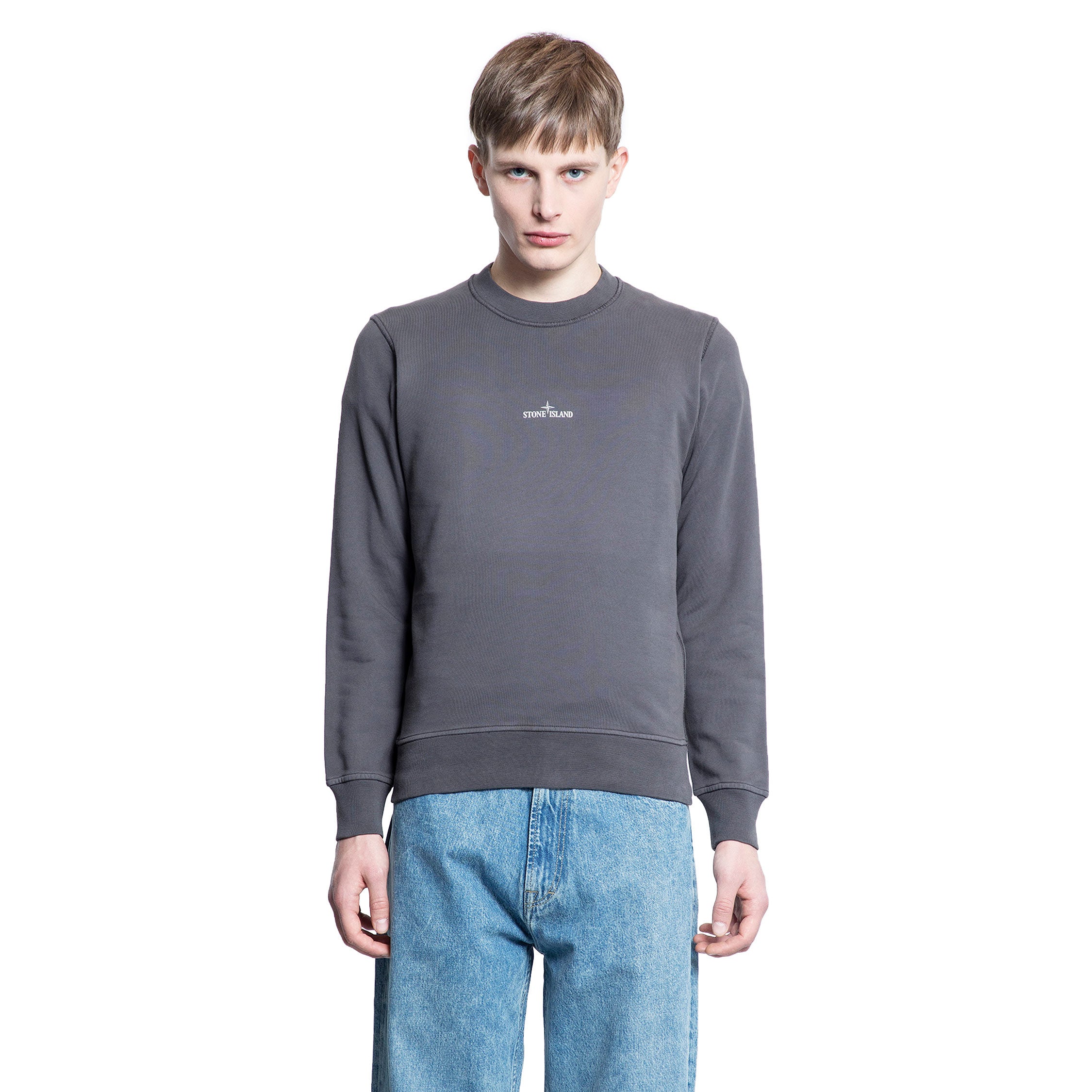STONE ISLAND MAN GREY SWEATSHIRTS