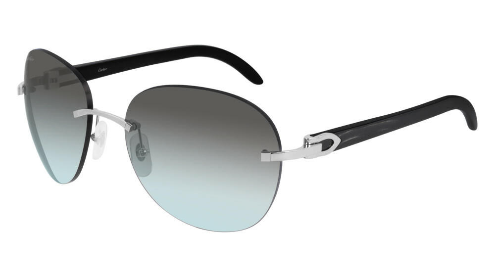 CARTIER Grey Lens with Buffalo Horn Men's Sunglasses CT0025RS 001