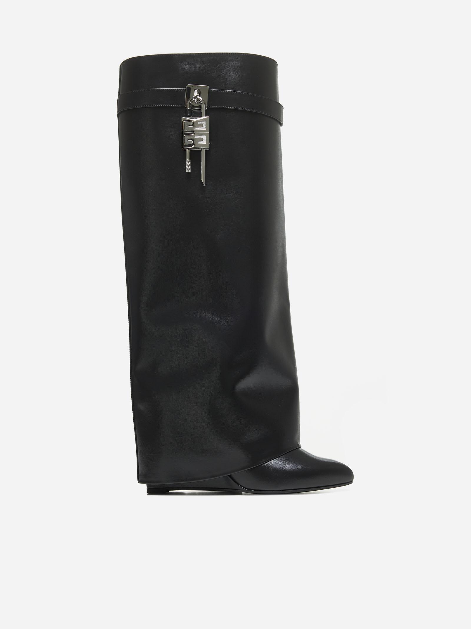 Givenchy Black Leather Shark Lock Boots