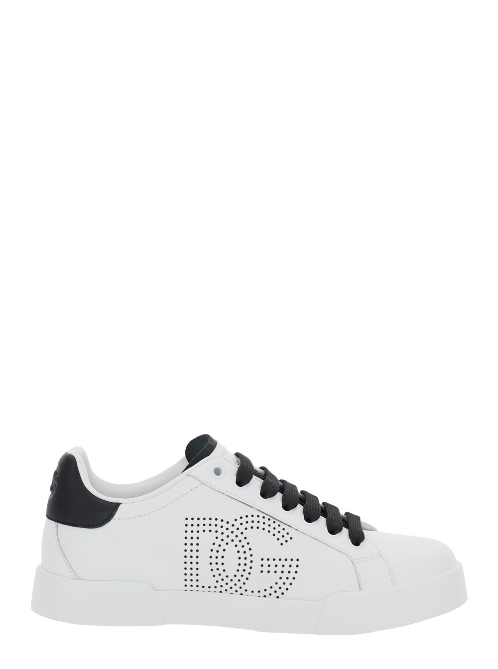 Dolce & Gabbana portofino Light White Sneakers With Perforated Logo On The Side And Logo Patch On The Tongue In Leather Woman