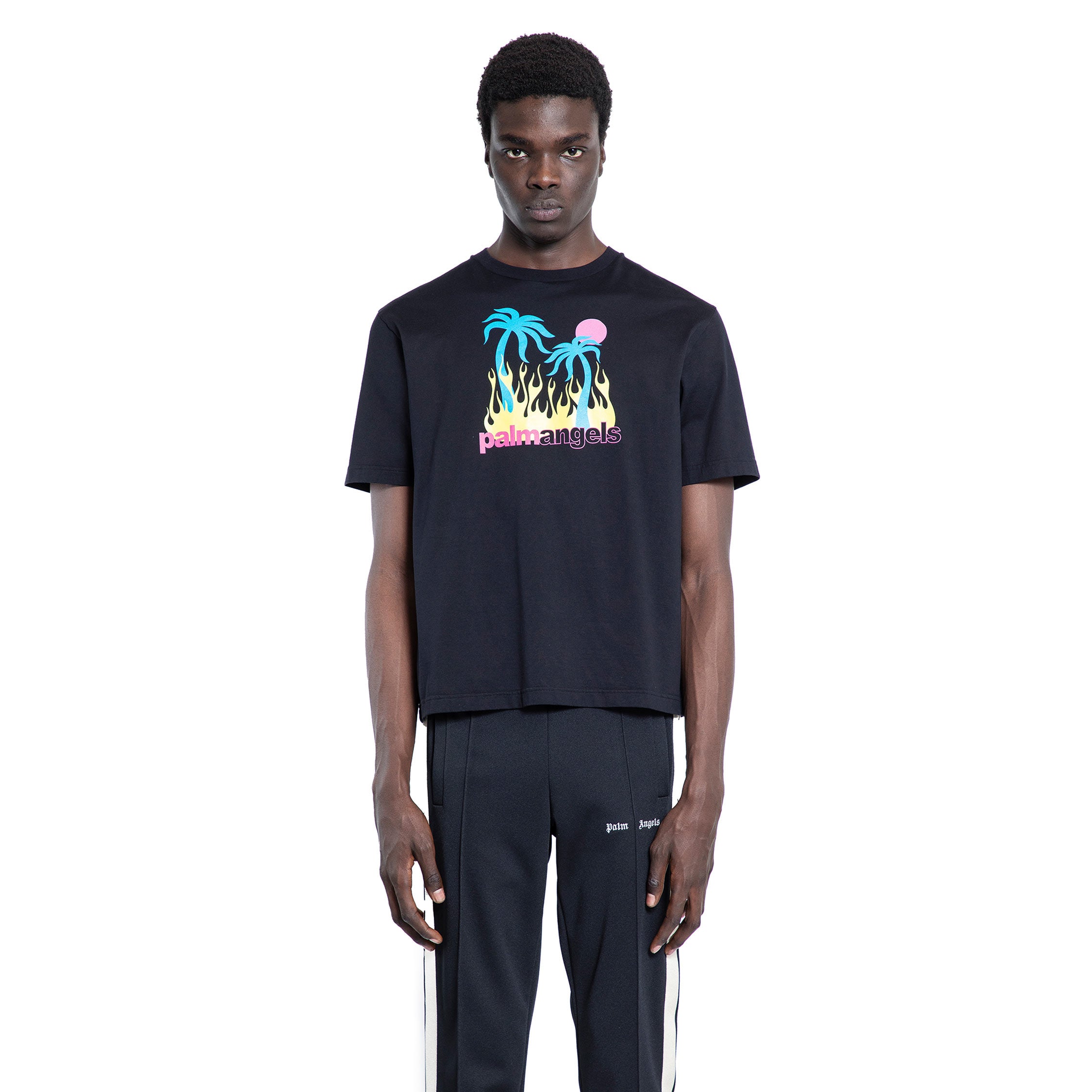 PALM ANGELS MAN BLACK T-SHIRTS & TANK TOPS
