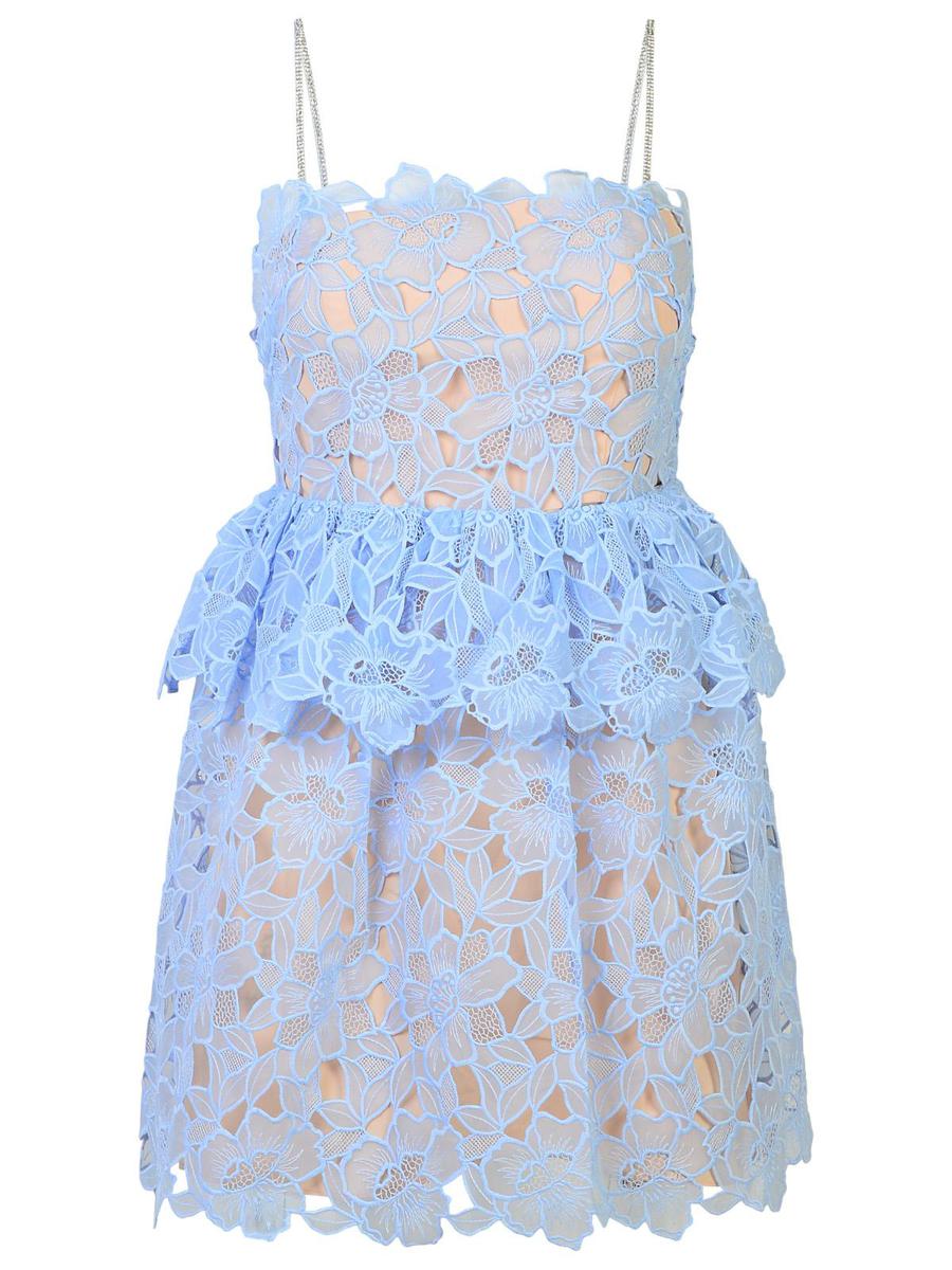Self-Portrait Light Blue Polyester Dress