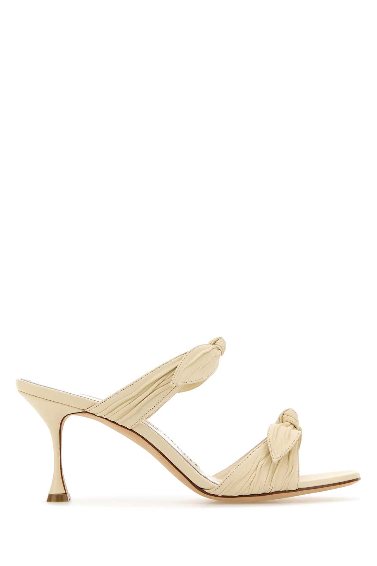 Manolo Blahnik 象牙白纳帕皮 Lollo 穆勒鞋