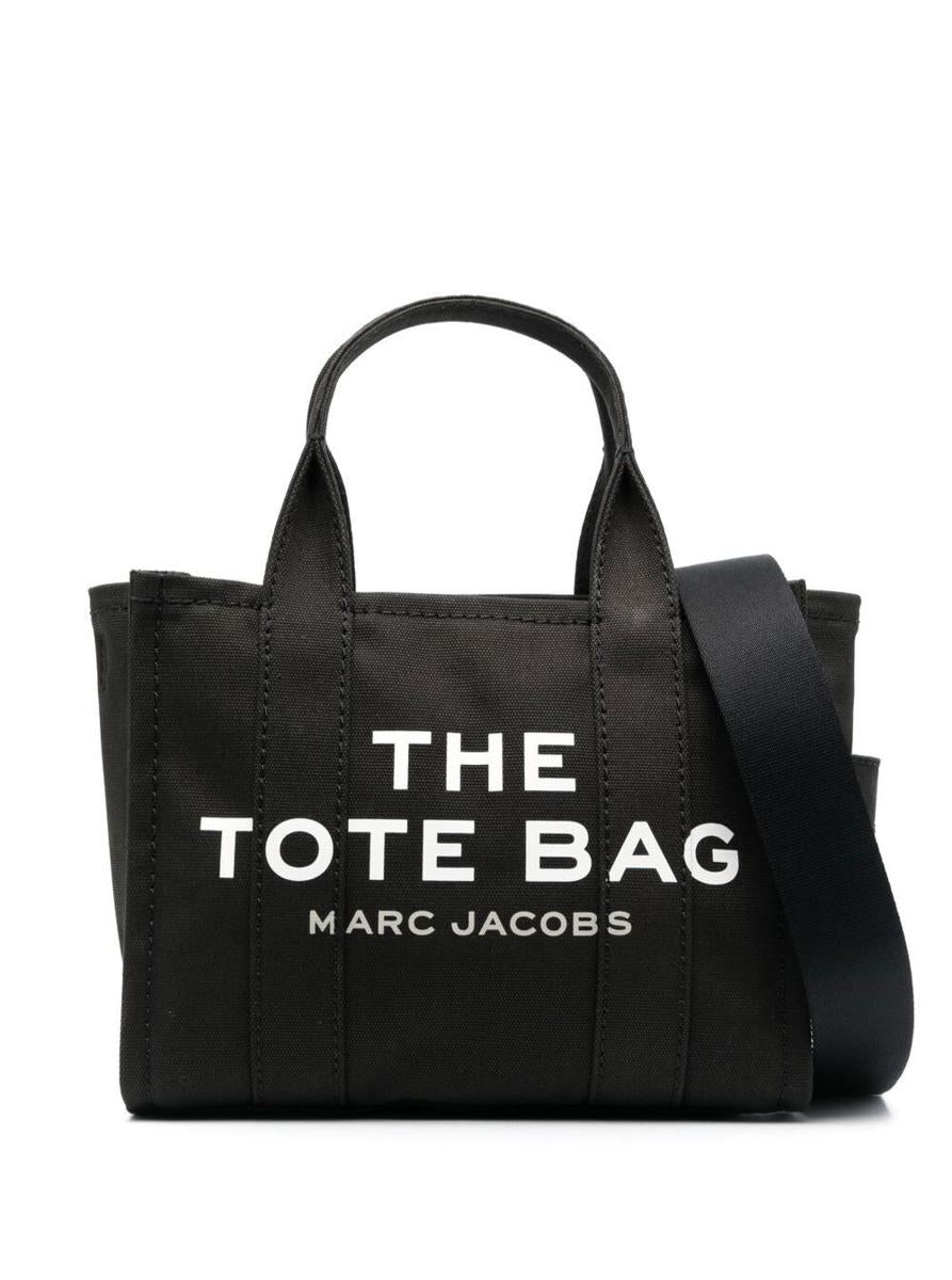 'Traveler Handbag' Black Mini Tote Bag With Logo In Fabric Woman
