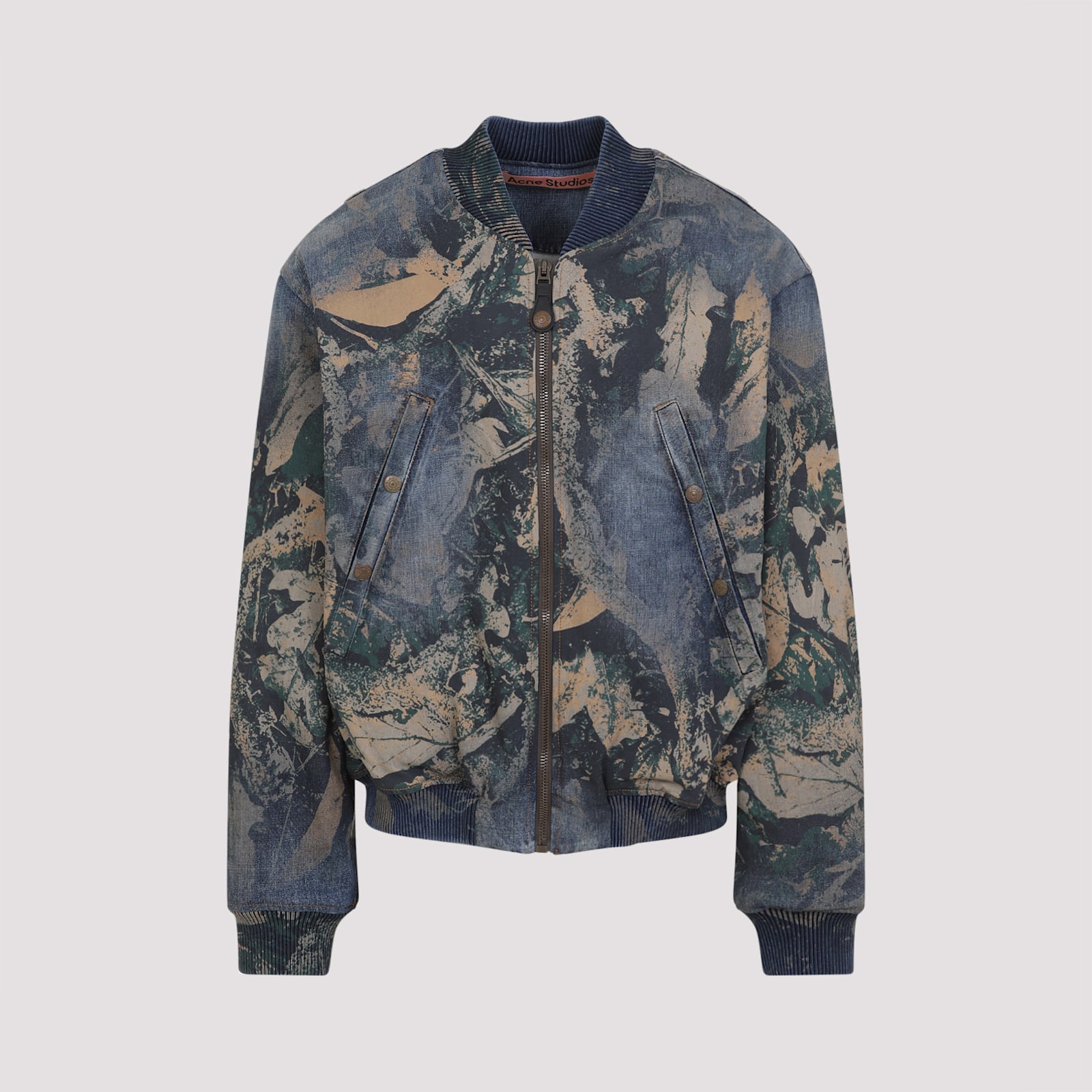 Acne Studios Denim Bomb Jacket With Camo Details