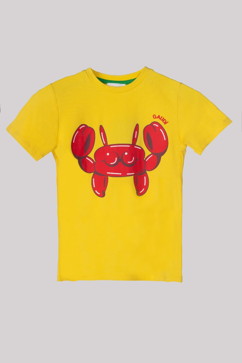 高迪KIDS T恤Stampa Granchio Gialla